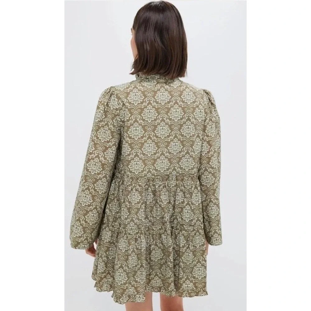 Tuckernuck Hyacinth House Moss Printed Russell‎ Mini Dress Olive XXS NWT